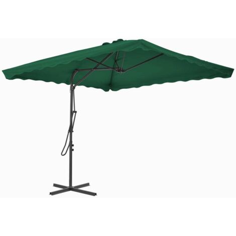 Parasol d'extérieur déporté avec mât en acier 250x250 Vert