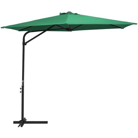 Parasol d'extérieur déporté avec mât en acier 300 cm Vert 2