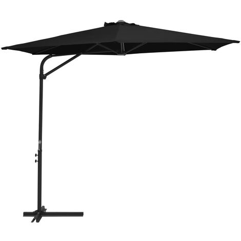 Parasol d'extérieur déporté avec mât en acier 300cm Noir