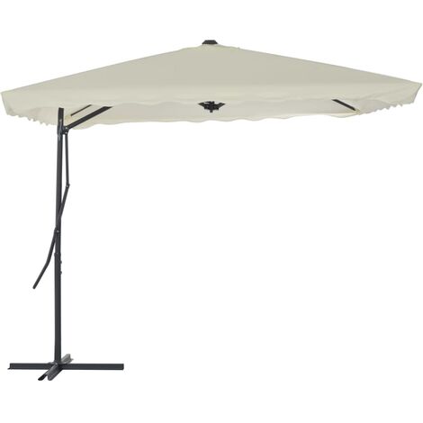 Parasol d'extérieur déporté avec poteau en acier 250 x 250 cm Sable