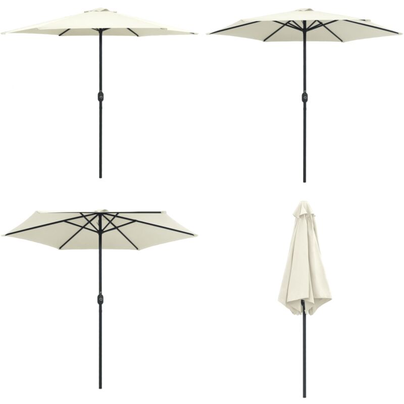Parasol de jardin et mât en aluminium 270x246 cm Blanc sable - Parasol De Jardin - Parasol Exterieur - Parasol Rectangulaire - Parasol Aluminium