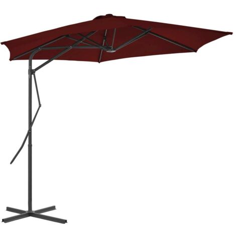 Parasol d'extérieur Jardin avec mât,Protection UV en acier Rouge bordeaux 300x230 cm -55978