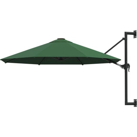 Parasol d'extérieur mural avec mât métallique 300 cm vert
