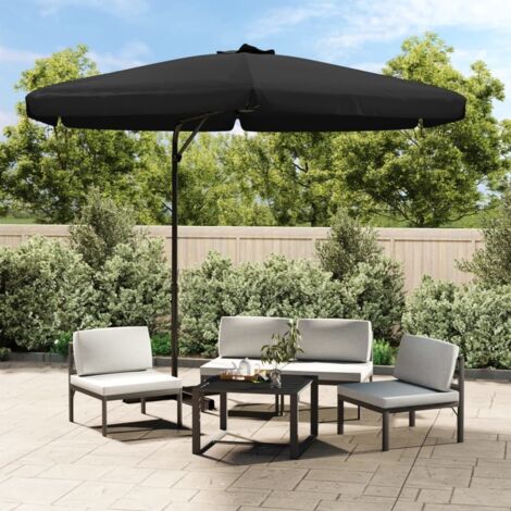 Parasol d'extérieur, Parasol de balcon avec mât, Parasol jardin, Protection Solaire en acier 300 cm Noir HNDX923531