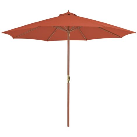 Parasol d'extérieur - Parasol d'extérieur Style Moderne - Protection Solaire - avec mât en bois 300 cm Terre cuite Chic-392564