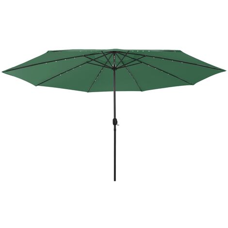 Parasol d'extérieur, Parasol pour Balcon Jardin Plage Terrasse, avec LED et mât en métal 400 cm Vert OIB7957E