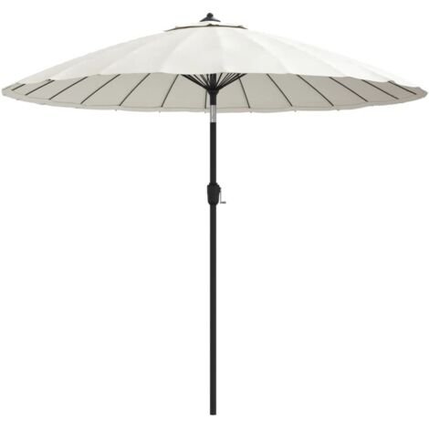 Parasol d'extérieur, Parasol pour Balcon Jardin Plage Terrasse, et mât avec aluminium 270 cm Blanc sable OIB9491E
