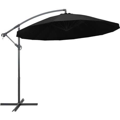 Parasol d'extérieur suspendu 3 m mât en aluminium noir