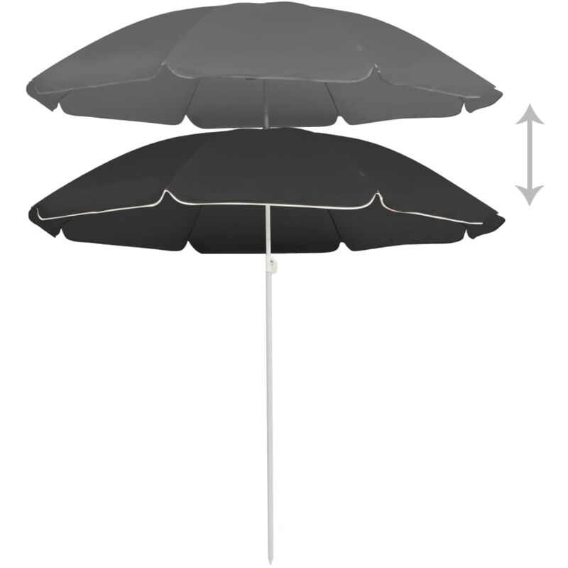 Yoyo - inlife Parasol d'extérieur avec mât en acier 180 cm Anthracite
