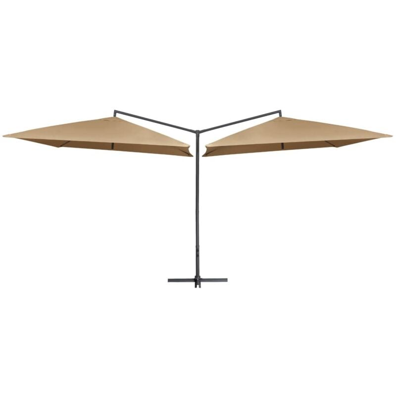 Parasol double avec mât en acier 250 x 250 cm Taupe