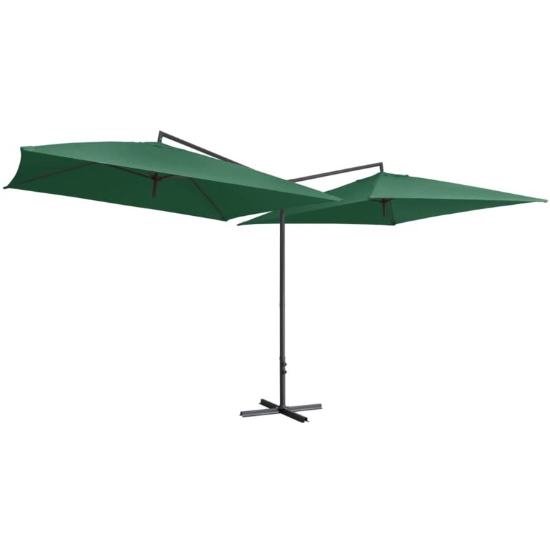 Parasol double avec mât en acier 250 x 250 cm Vert