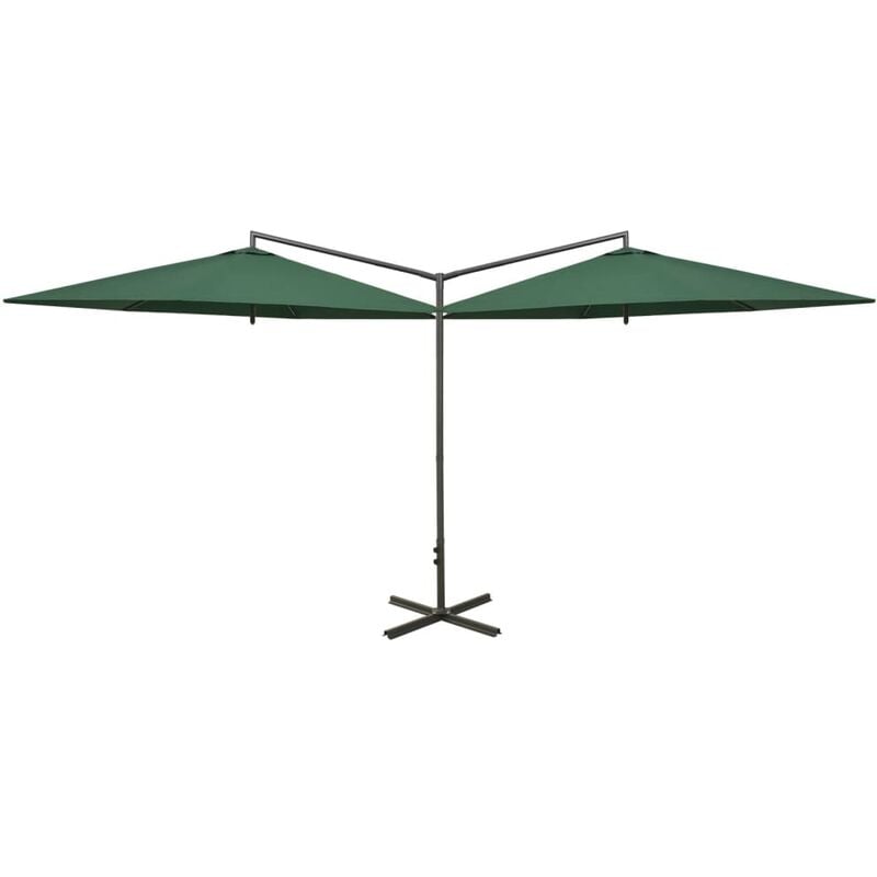 Vidaxl - Parasol de jardin double avec mât en acier vert 600 cm