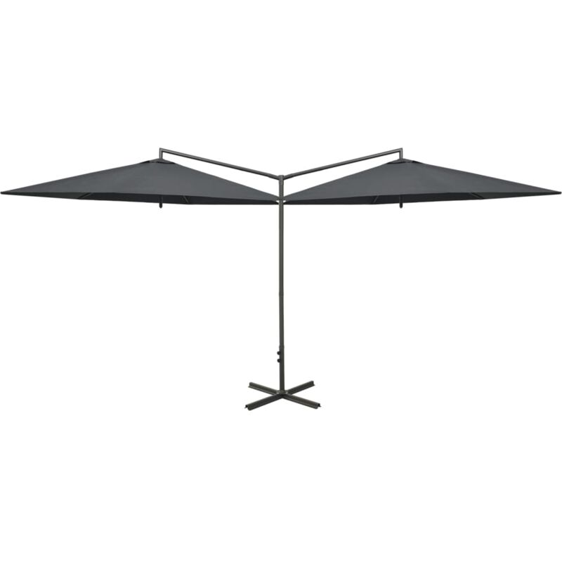 Vidaxl - Parasol double avec mât en acier Anthracite 600 cm