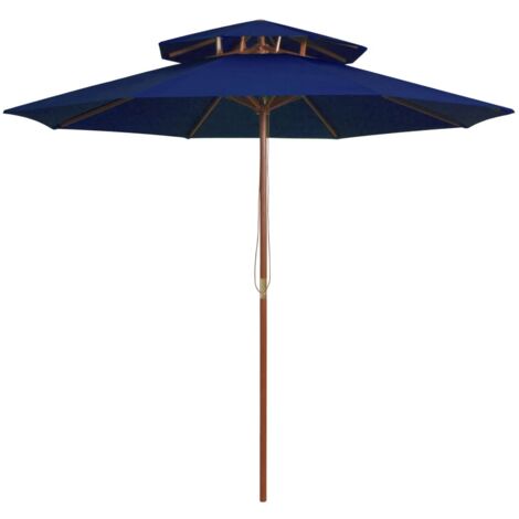 Parasol double avec mât - Parasol de Jardin Parasol déporté en bois Bleu 270 cm BV561220 - BonneVie