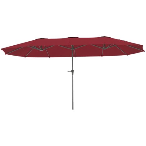 Parasol Double avec Prise d'Air et Manivelle, en Métal et Polyester, 4x2.2x2.34 m, Noir et Rouge