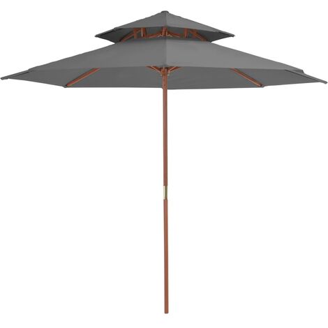Parasol double d'extérieur Jardin,Protection UV en bois 270 cm Anthracite -85036