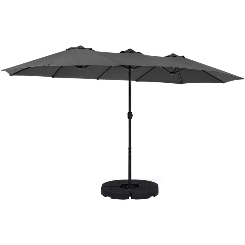 Idmarket - Parasol double figari gris 450 x 260 cm avec 4 dalles et housse