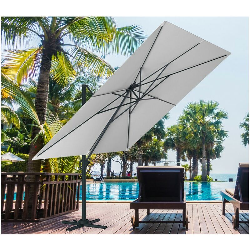 Sunking xl - Parasol déporté 4x3m - Gris Perle - gris perle