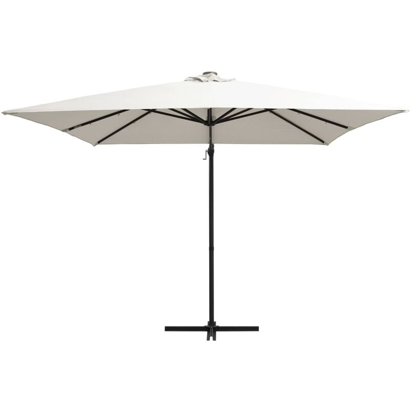 INLIFE Parasol déporté avec LED et mât en acier 250x250 cm Sable