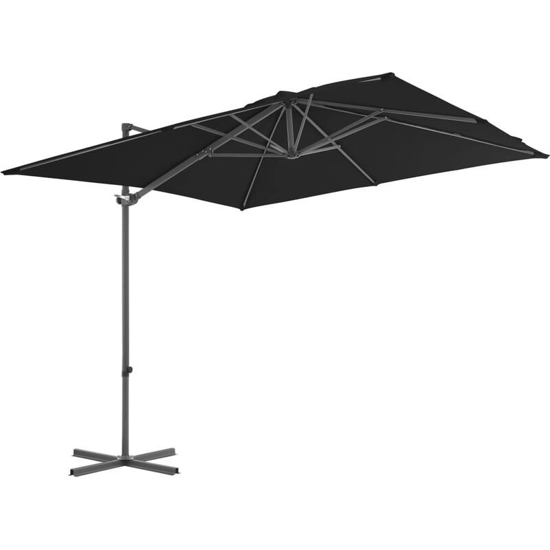 Inlife Parasol déporté avec mât en acier Noir 250x250 cm