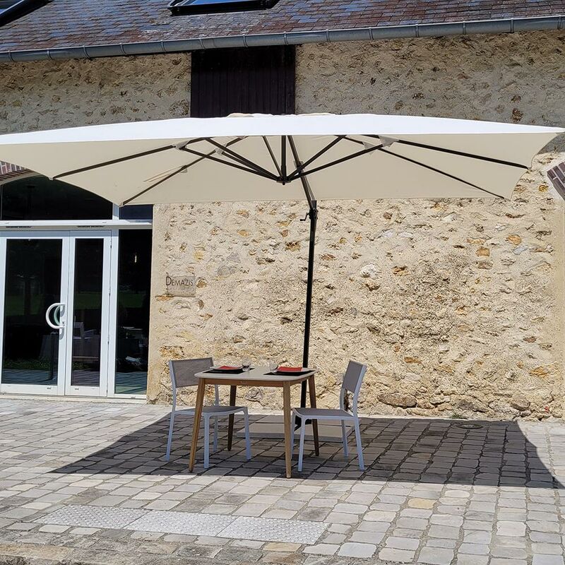 Parasol déporté écru mât anthracite 3x4 m Lacanau - Ecru