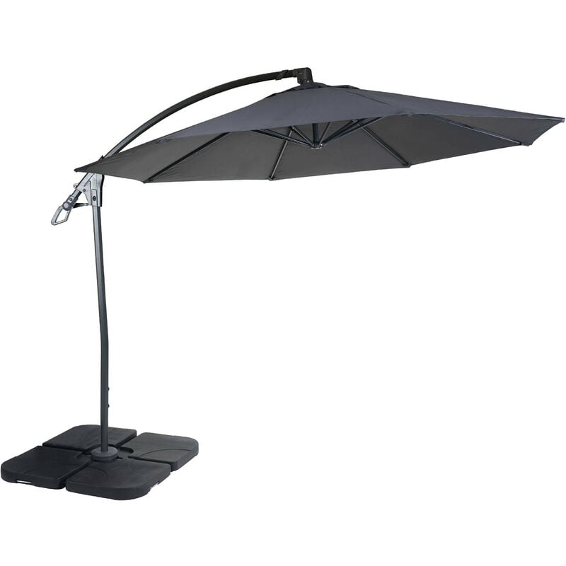 Mendler - Parasol déporté de luxe HWC-D14, ø 3m - anthracite avec pied