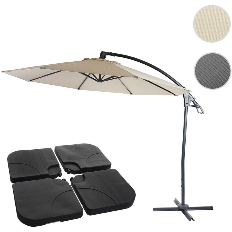 Mendler - Parasol déporté de luxe HWC-D14, ø 3m - anthracite sans pied