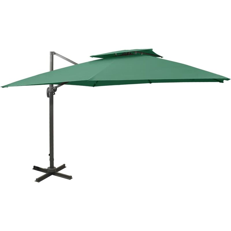 Parasol déporté à double toit 300x300 cm Vert