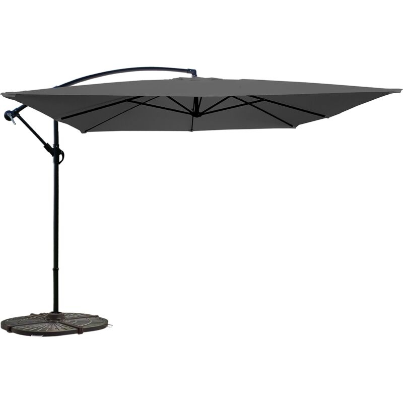 Oviala - Parasol déporté 3x3m et 4 dalles à lestées gris