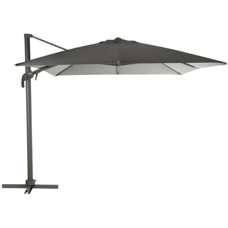 Parasol déporté carré inclinable Elea ardoise & graphite 3x3m en aluminium traité époxy - Hespéride