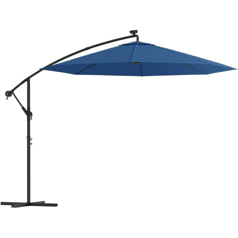 Bonnevie - Parasol déporté à led et mât - Parasol de Jardin Parasol de balcon en acier 300 cm Azuré BV200531 - Bleu