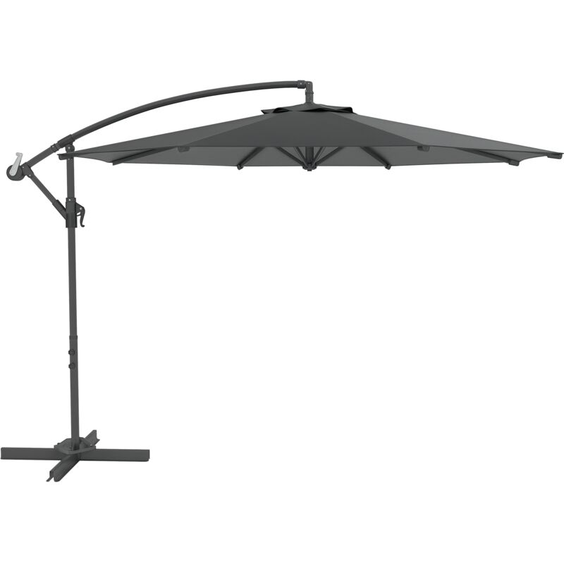 Outsunny - Parasol déporté octogonal inclinable rabattable diamètre 2,97 m parasol de jardin avec pied en croix anthracite