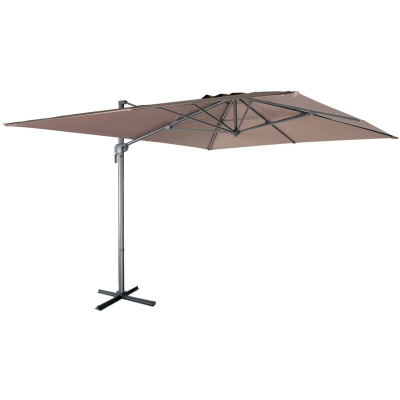 Sweeek - Parasol déporté rectangulaire 3x4m – Antibes – taupe – parasol déporté. inclinable. rabattable et rotatif à 360°