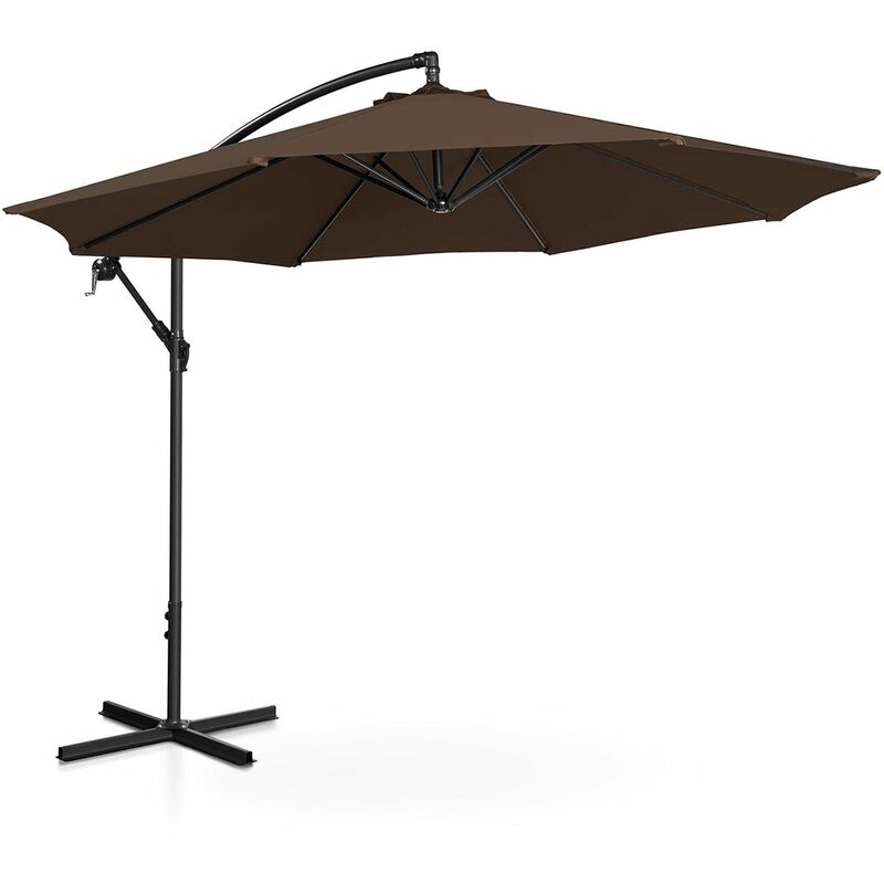 Helloshop26 - Parasol déporté rond diamètre 300 cm inclinable marron