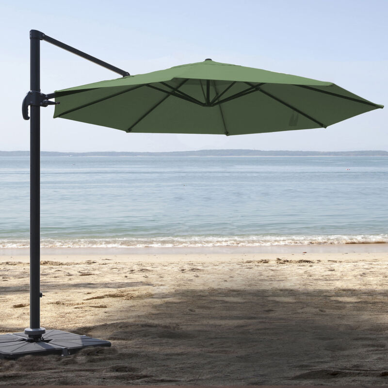 Parasol déporté rond Vert Olive ø 300x250 cm