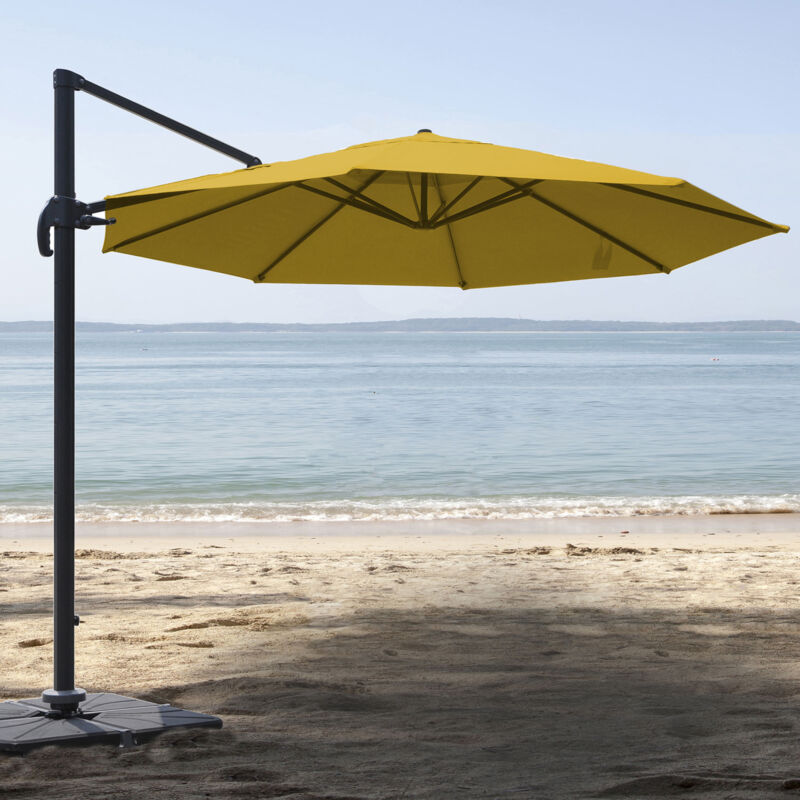 Homemaison - Parasol déporté rond Jaune Curry ø 300 x 250 cm - Jaune Curry