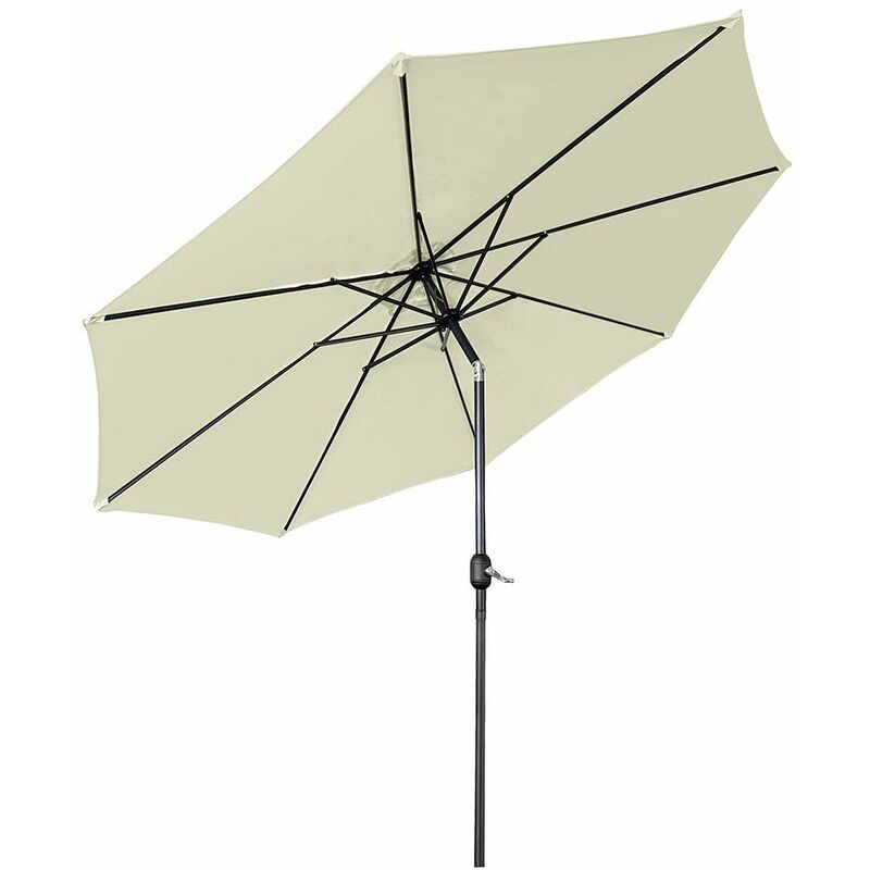 Parasol Droit Aluminium 300cm avec manivelle Protection UV 40+ Parasol cantilever Parasol de plage Parasol à manivelle (300cm beige) NAIZY