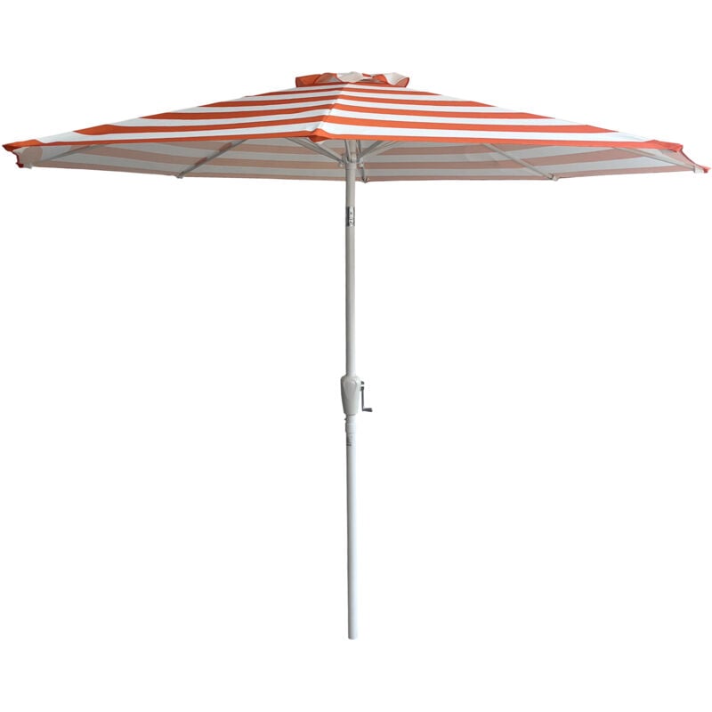 Parasol droit bandol rond 2,70m de diamètre à rayures orange - Happy Garden