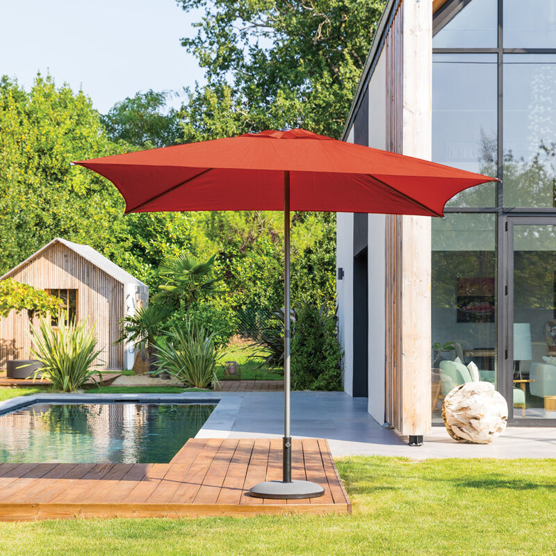 Parasol droit carré Soya Ambre 2,5 x 2,5m en acier et polyester - Hespéride