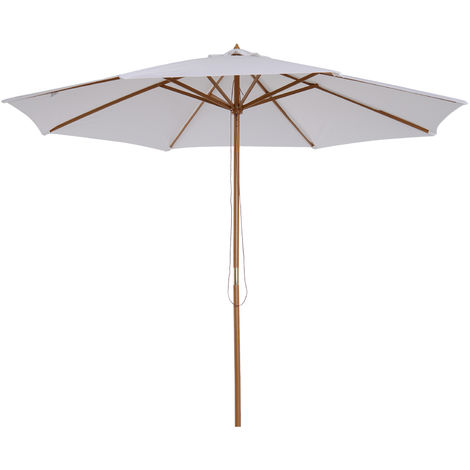 Parasol droit en bois polyester haute densité protection solaire Ø 3 x 2,5 m crème - Beige