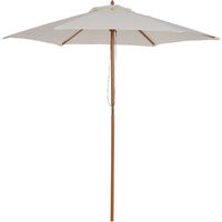 Parasol droit en bois toile polyester 180g/m² diamètre 2,5 m crème