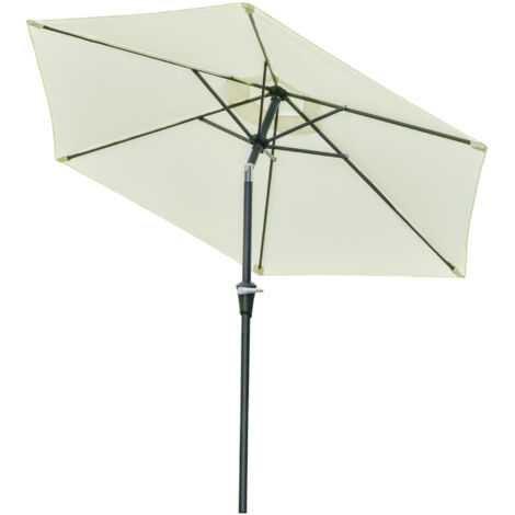 Parasol droit hexagonal inclinable Ø 2,3 x 2,16 m, métal et polyester 180 g/m² crème, pour jardin