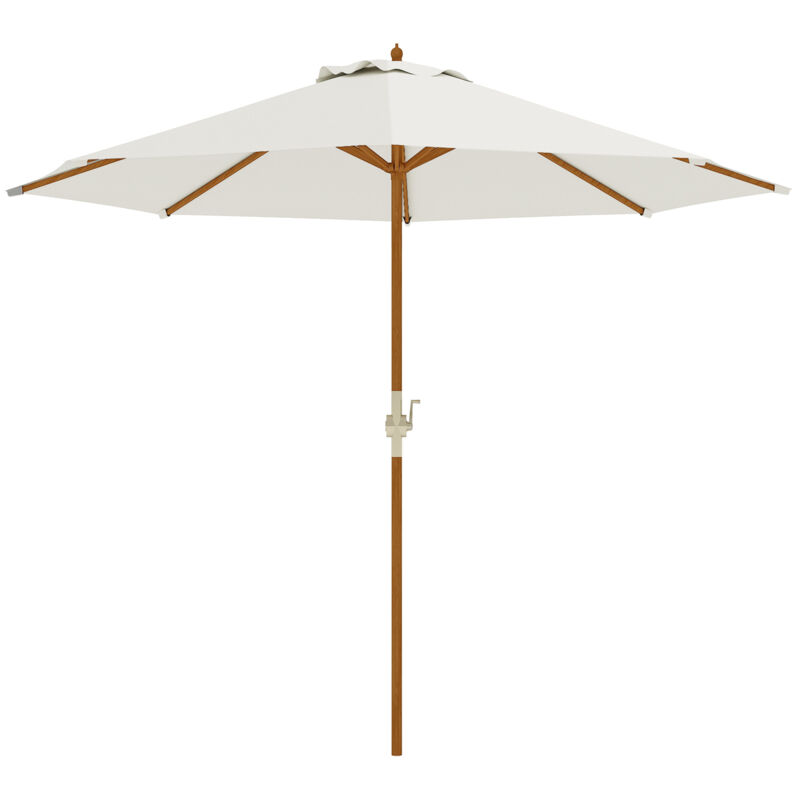 Parasol droit octogonal dia. 2,7 x 2,5 m - manivelle - bois toile haute densité 180g/m² crème