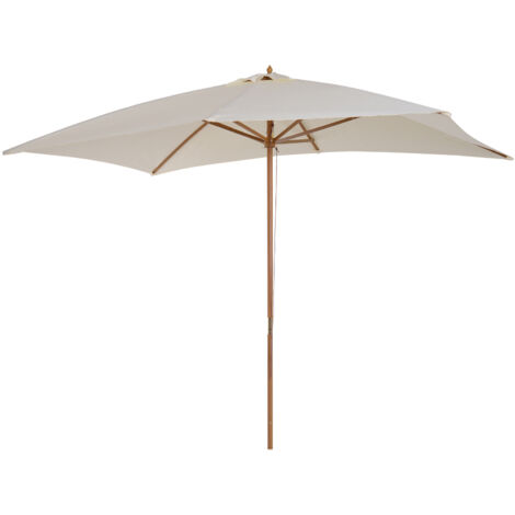 Parasol Droit parasol de jardin rectangulaire double toit  Polyester Haute densité 3 x 2 m crème