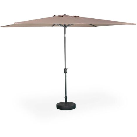 Sweeek – Parasol droit rectangulaire 2x3m taupe – Mât central aluminium orientable – Toile polyester 180g/m² déperlant – Hauteur 2m43