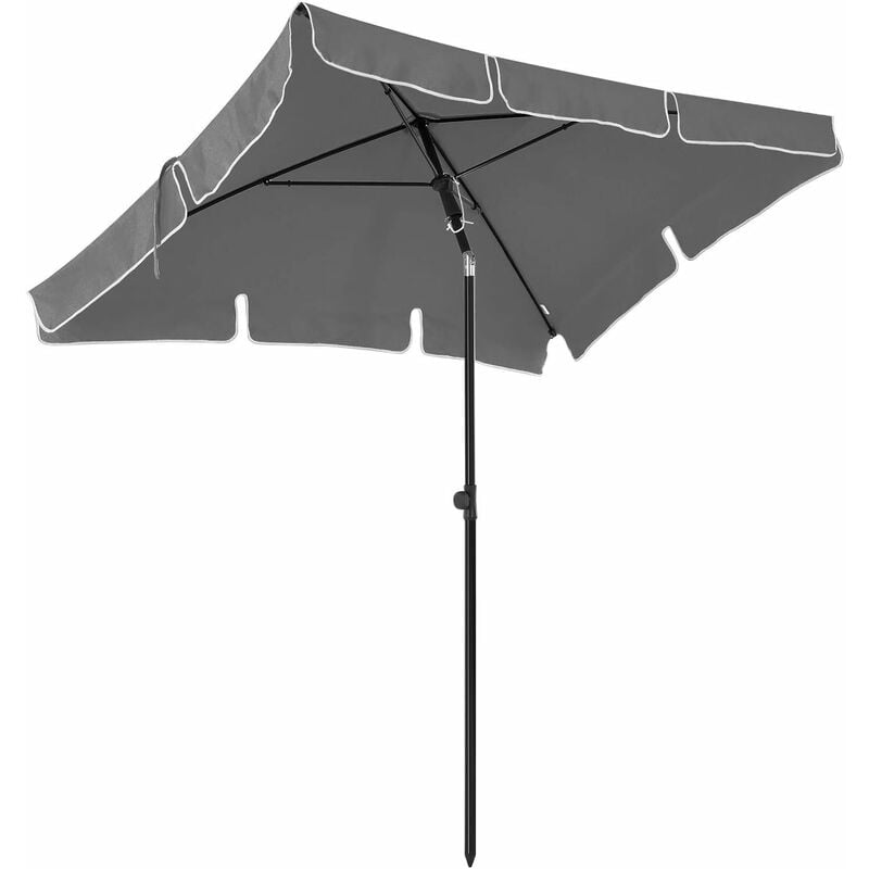 Songmics - 200 x125 cm Parasol Rectangulaire, uv 50+, Protection Solaire, Inclinable, Toile Polyester, Sac de Transport Offert - Anthracite GPU25GY