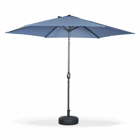 Sweeek – Parasol droit rond Ø300cm – Toile polyester 180g/m² déperlant – Mât en aluminium orientable avec manivelle – Hauteur 2m43
