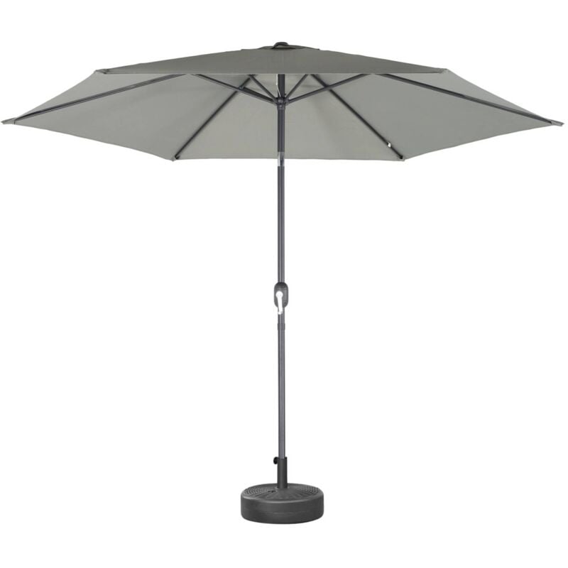 Parasol droit rond Ø300cm - Touquet Kaki - mât central en aluminium orientable et manivelle d'ouverture