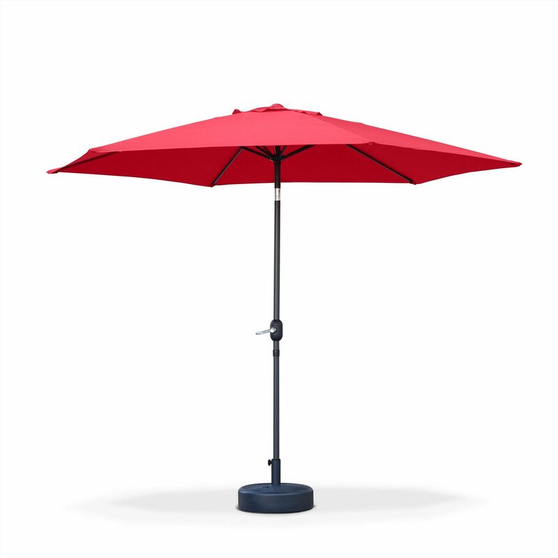 Parasol droit rond Ø300cm - Touquet Rouge - mât central en aluminium orientable et manivelle d'ouverture - Rouge