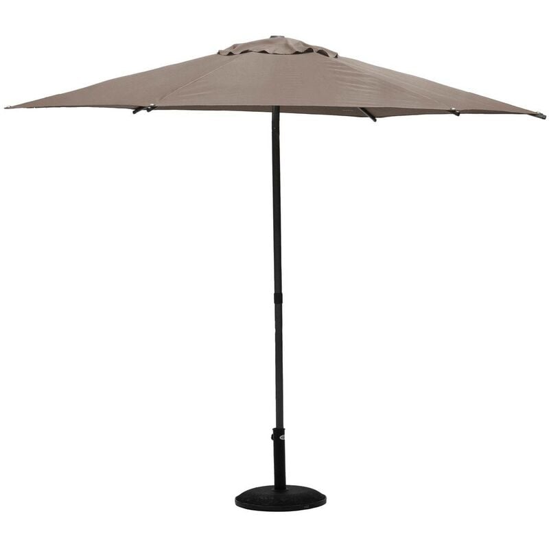 Parasol droit rond Soya taupe D2,7m en acier - Hespéride